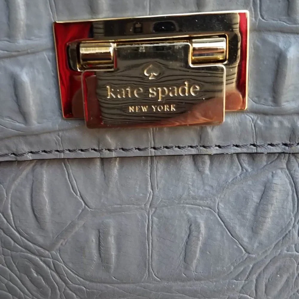 Kate Spade Gray Leather Faux Croc Orchard Valley Sinclair Handbag
